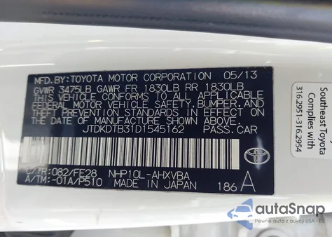 2013 Toyota Prius C One from USA, damaged, VIN JTDKDTB31D1545162